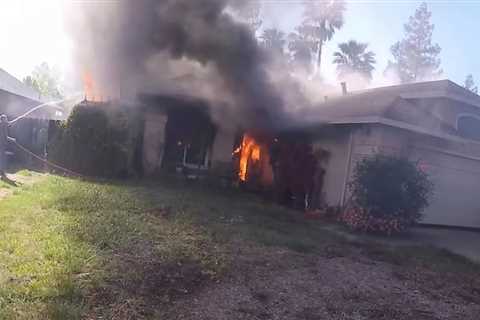 Arrival video from Stockton, California house fire