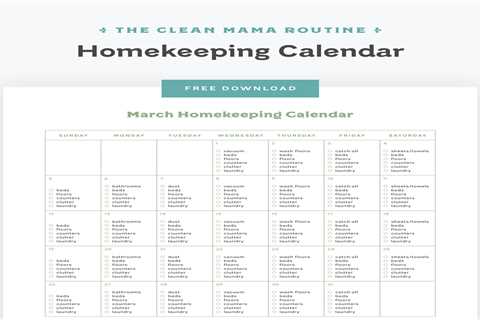 Free March 2023 Homekeeping Calendar