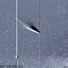 See green comet Nishimura's tail get whipped away by powerful solar storm as it slingshots around..