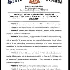 Louisiana Industrial Ad Valorem Tax Exemption Program (ITEP) – New Rules and Executive Order